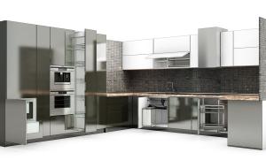 现代厨房嵌入式烤箱、咖啡机