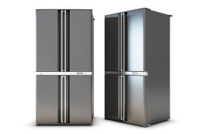 现代四开门超宽灰色冰箱