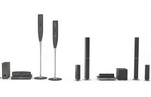 现代立柱式音响、功放机组合