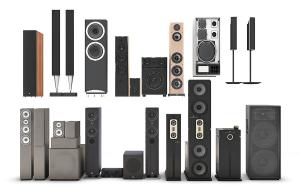 现代多款造型音响、低音炮组合