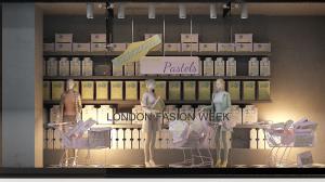 超市购物、购物车和人物橱窗