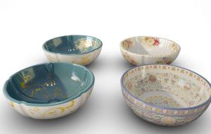 花纹图案圆形陶瓷台盆洗手盆