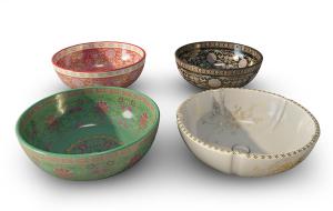 陶瓷花纹图案圆形洗手盆、台盆