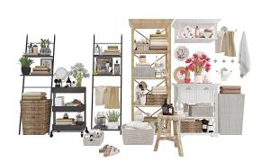 卫浴间收纳架、毛巾、卫浴用品摆件