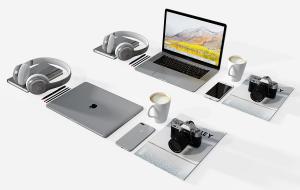 苹果笔记本、耳麦、摄像机电子产品