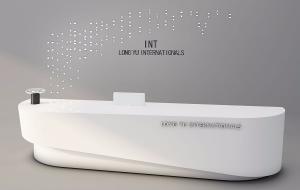 现代倾斜圆角长方形前台接待台