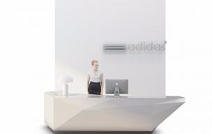 现代异形白色前台接待台、人物模特