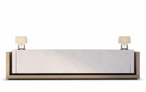 新中式实木包裹大理石前台接待台