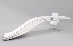 后现代流线型白色前台接待台