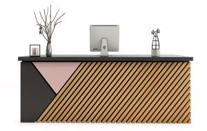 现代斜拼栅格前台接待台