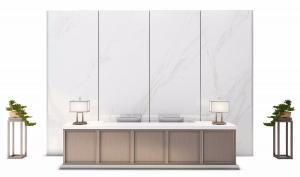 新中式凹陷正方形装饰前台接待台和花架盆景