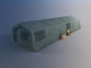 木箱、军用帐篷