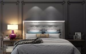 简欧软包床头双人长、陶瓷台灯