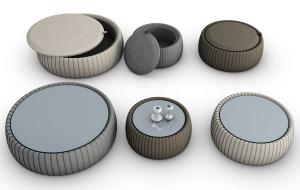 新中式软包圆形可收纳茶几