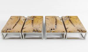 现代方形实木低矮茶几