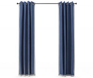 现代灰蓝色布艺窗帘、垂帘窗帘杆3d模型 现代灰蓝色布艺窗帘、垂帘窗帘杆