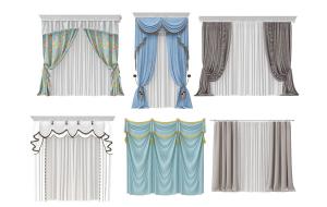 欧式田园花卉图案窗帘、纯色窗帘、窗幔3d模型 欧式田园花卉图案窗帘、纯色窗帘、窗幔