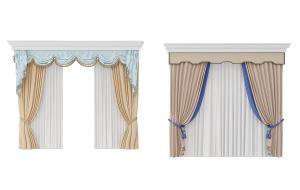 欧式纯色窗帘、窗幔3d模型 欧式纯色窗帘、窗幔