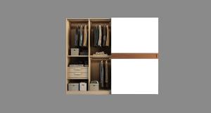 现代半推拉门实木衣柜