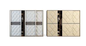 现代菱形软包推拉门衣柜