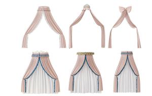 欧式儿童房公主房床幔窗帘3d模型 欧式儿童房公主房床幔窗帘