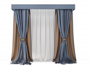 简欧套色布艺窗帘3d模型 简欧套色布艺窗帘