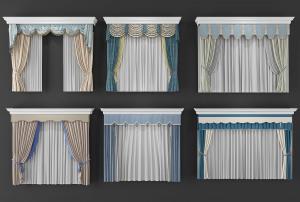 法式纯色、拼接窗帘、垂帘3d模型 法式纯色、拼接窗帘、垂帘