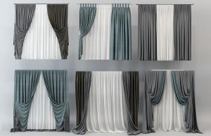 现代布艺灰色窗帘、垂帘3d模型 现代布艺灰色窗帘、垂帘