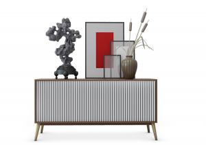 新中式银白色竖条纹柜体玄关柜3d模型 新中式银白色竖条纹柜体玄关柜