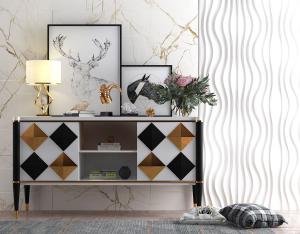 现代轻奢边柜、玄关柜、羊角3d模型 现代轻奢边柜、玄关柜、羊角