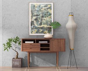 北欧实木高脚玄关柜、落地灯组合3d模型 北欧实木高脚玄关柜、落地灯组合