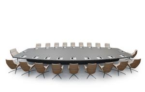 大型椭圆形二十人位黑色会议桌椅