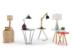 工业风实木木偶支架台灯、边几组合