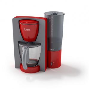 红色咖啡壶、磨豆机