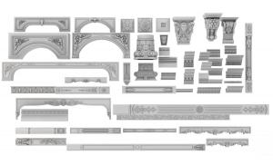 欧式构件之雕花柱头、柱角和柱子