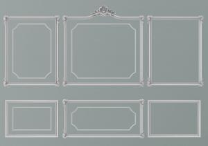 欧式长方形嵌套多边形护墙板石膏线