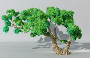 枝干拧曲粗糙的卡通树