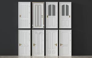 欧式简约白色实木卧室门、卫生间门