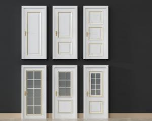 欧式带有金边装饰的卧室门、厨房门和卫生间门