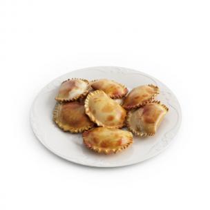 油煎花边饺子食物食品