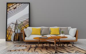 北欧轻奢沙发、茶几和边几组合