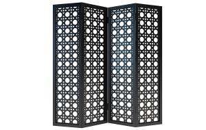 新中式黑色实木花格镂空屏风隔断