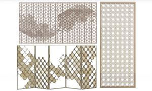 鱼鳞装饰的折叠屏风隔断