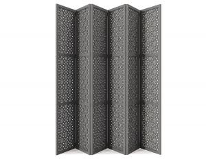 灰色实木雕花花格屏风隔断