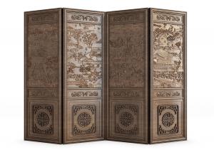 中式古典实木雕花屏风隔断