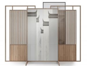 新中式实木栅格拼接房屋图案屏风隔断