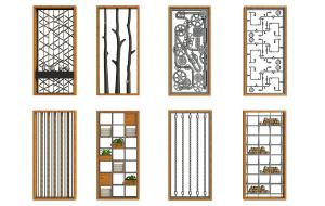 工业风钢管、齿轮和干枝装饰屏风隔断