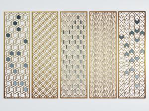 现代金属几何图案镂空屏风隔断