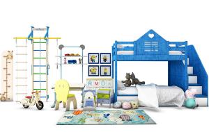 儿童上下床、攀爬软梯、书桌组合