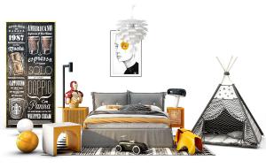 儿童布艺双人床、帐篷组合